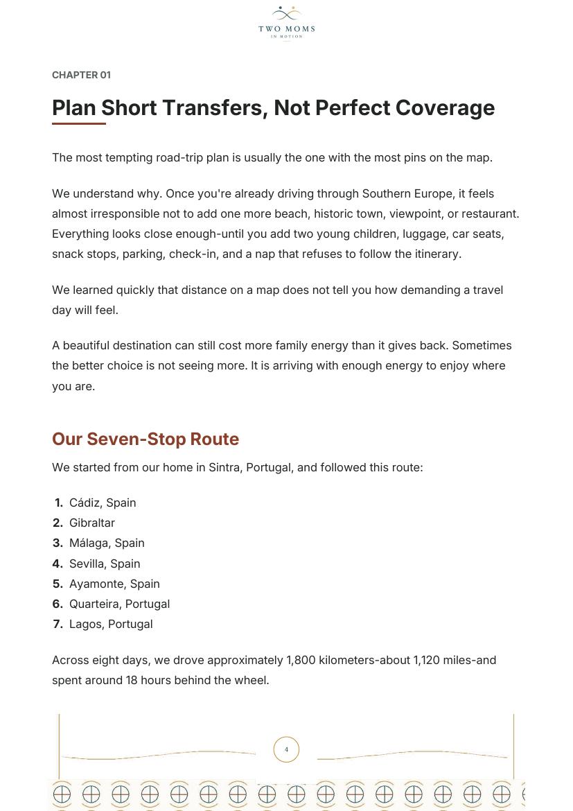 Guide page introducing the Southern Europe family route planning approach