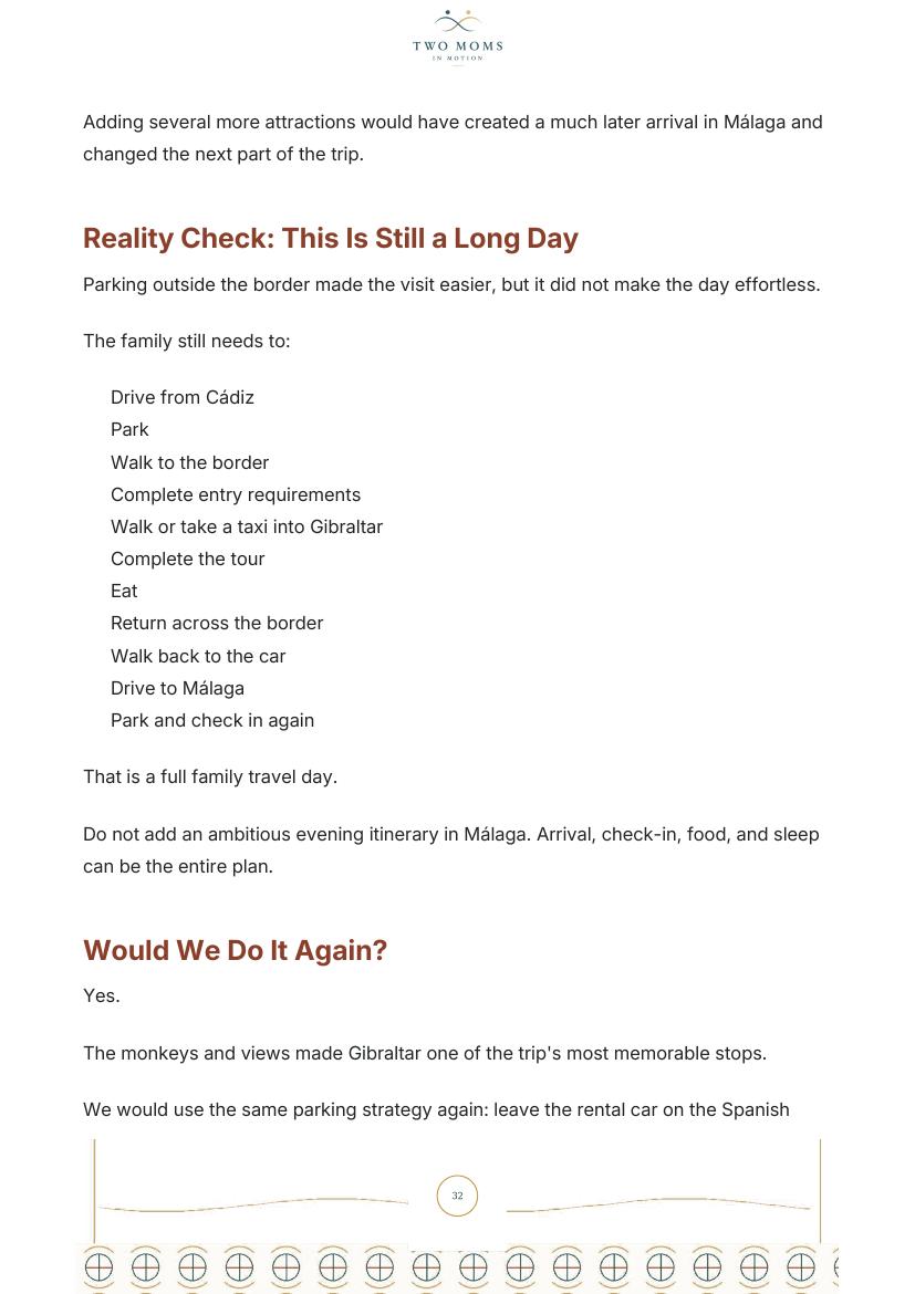 Guide page with a regional family itinerary and pacing notes