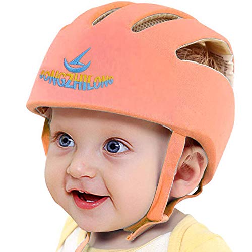 Infant Baby Safety Helmet, IULONEE Toddler Adjustable Protective Cap, Children Safety Headguard Harnesses Protection Hat for Running Walking Crawling Safety Helmet for Kids (Orange)